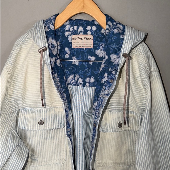 Free People We the Free Go With it Stripe Hoodie Jacket Size L - Picture 3 of 8